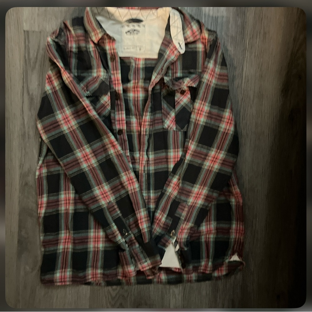Vans Black and Red Plaid Casual Button Down Shirt